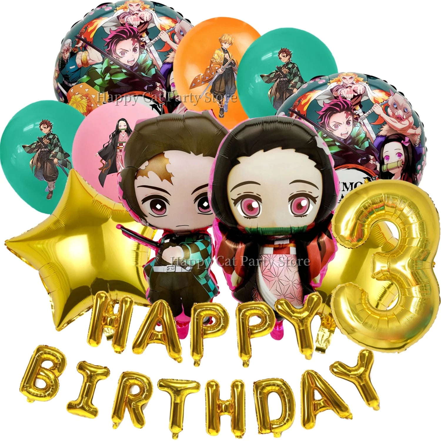 Demon Slayer Balloon Set Happy Birthday Banner Party Decor Kimetsu No Yaiba Latex Balloon Baby Shower kids Favors Gift Supplies