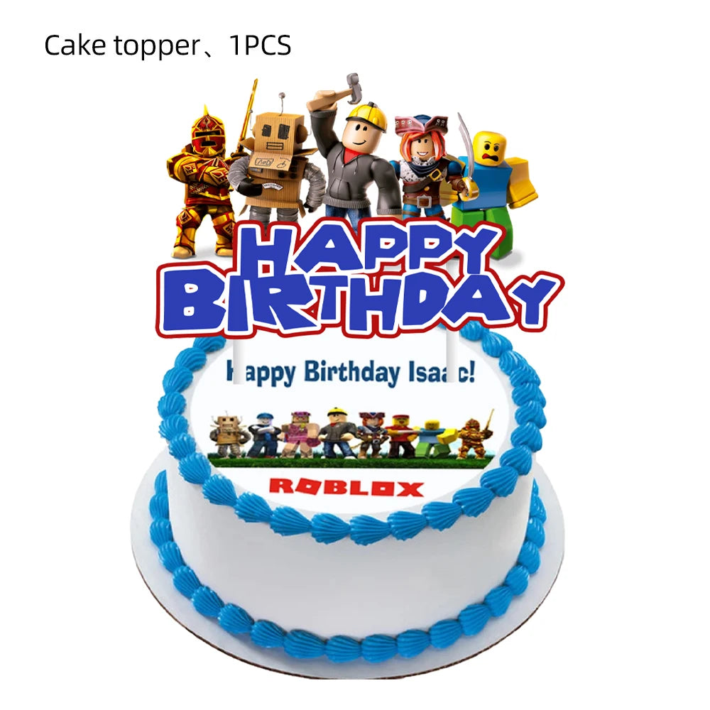 New Roblox Cake Decorations Cartoon Party Cake Topper For Kids Birthday Party 1st Baby Shower Boy Game Cake Decor Supplies Gifts