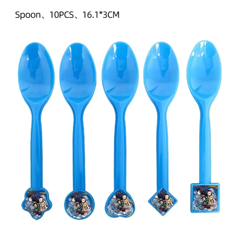 Demoned Slayers Balloons Happy Birthday Banner Kimetsu No Yaiba Party Decoration Cup Disposable Tableware Anime Cake Topper Toy