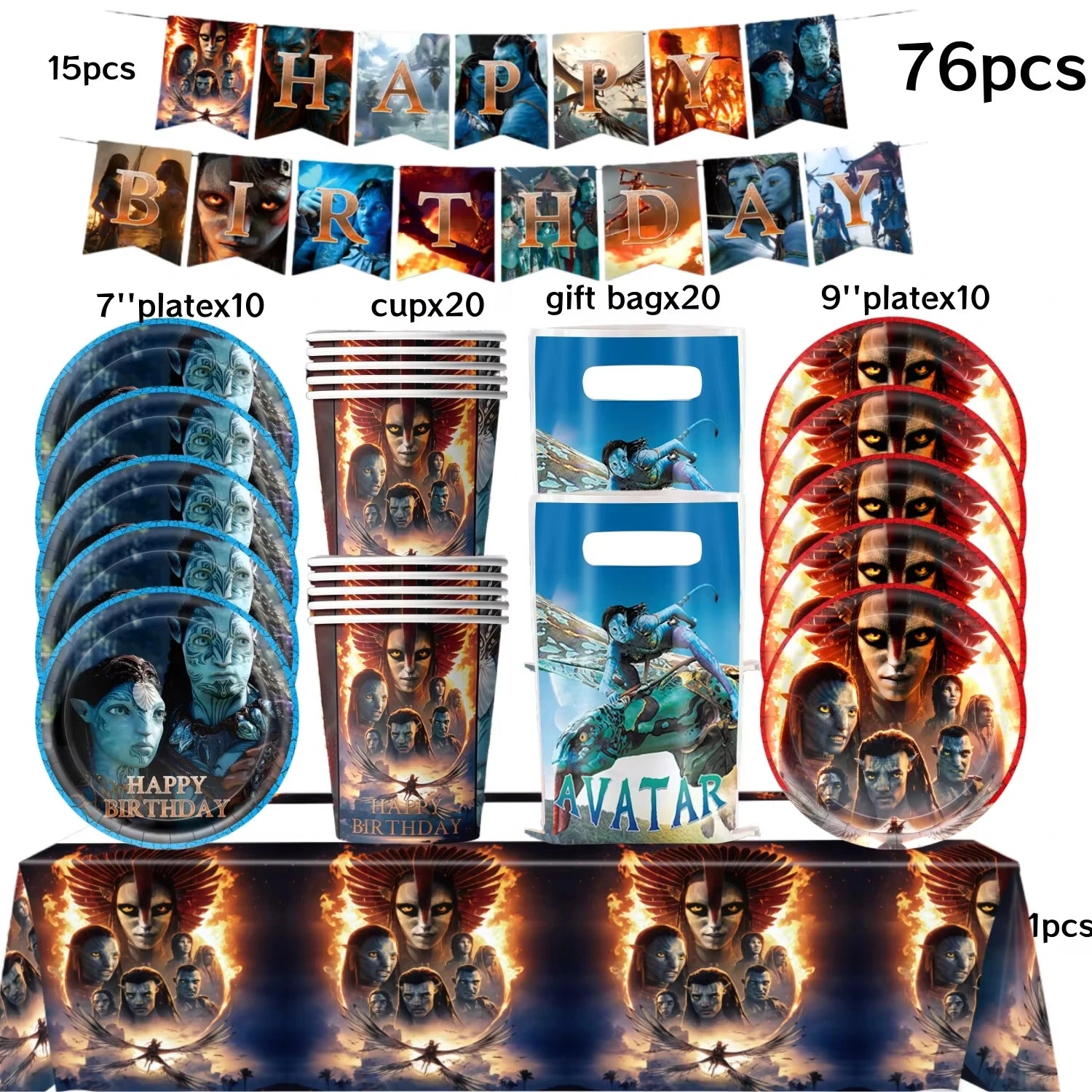 Avatar 3 Balloon Birthday Party Decoration Tableware Cup Plate Tablecloth Banner Background Gift Bag Baby Shower Supplies Gift