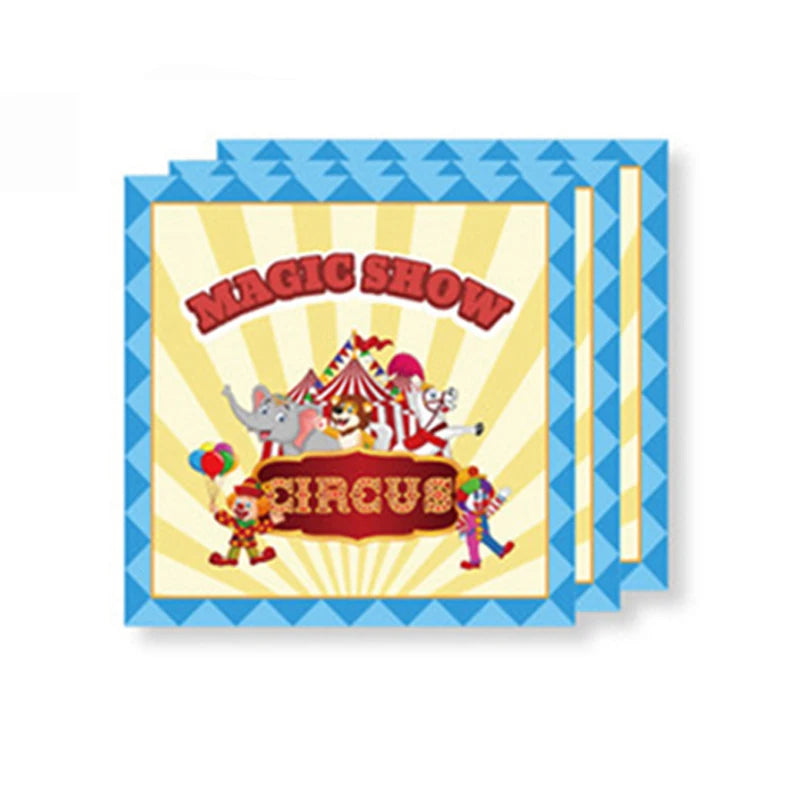 Circus Theme Paper Cups Plates Napkins Set Kids Birthday Baby Shower Party Decor Wedding Grand Event Party Tableware Supplies