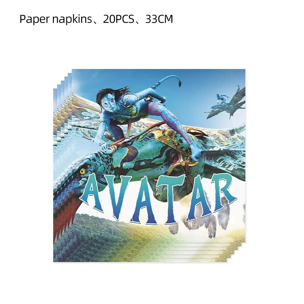 Disney Movie Avatar Birthday Party Decor Disposable Tableware Avatar 2 Balloons Set Cake Topper Gift Bags Baby Kid Party Supplie