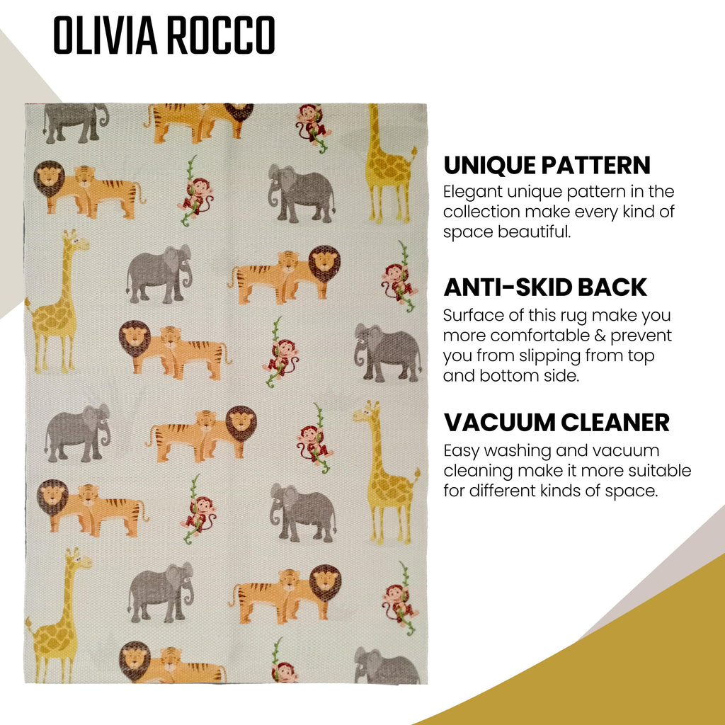 Animal Printed Rug Safari Modern Non-Slip Soft Durable Floor Rug for Living Room Bedroom Hallway & Office by OLIVIA ROCCO