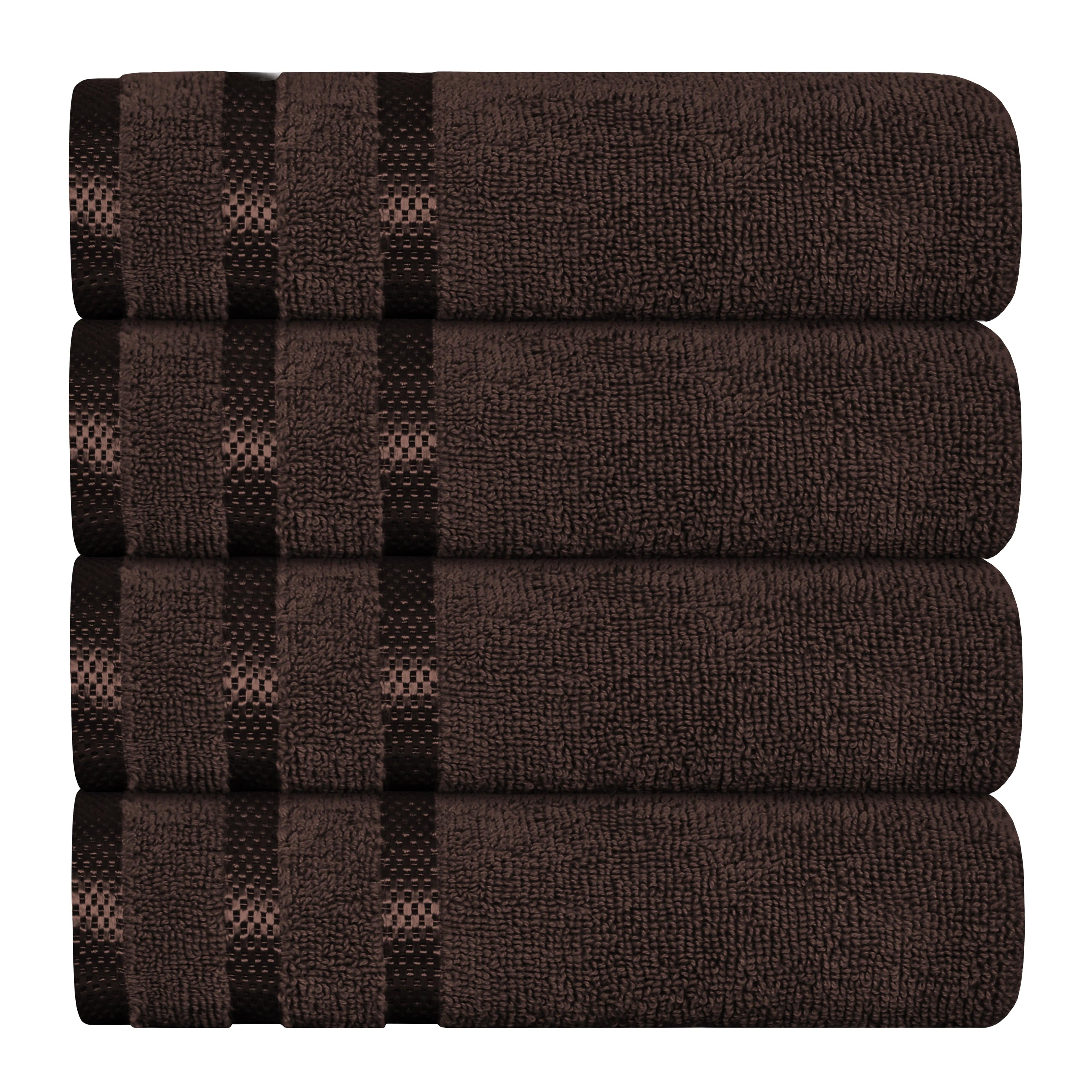 Belmont Viscose Stripe Brown Towels 100% Cotton Hotel Quality Super Absorbent 10 Piece Bale Set, 4 Hand Towel & 12 Face Cloths by OLIVIA ROCCO