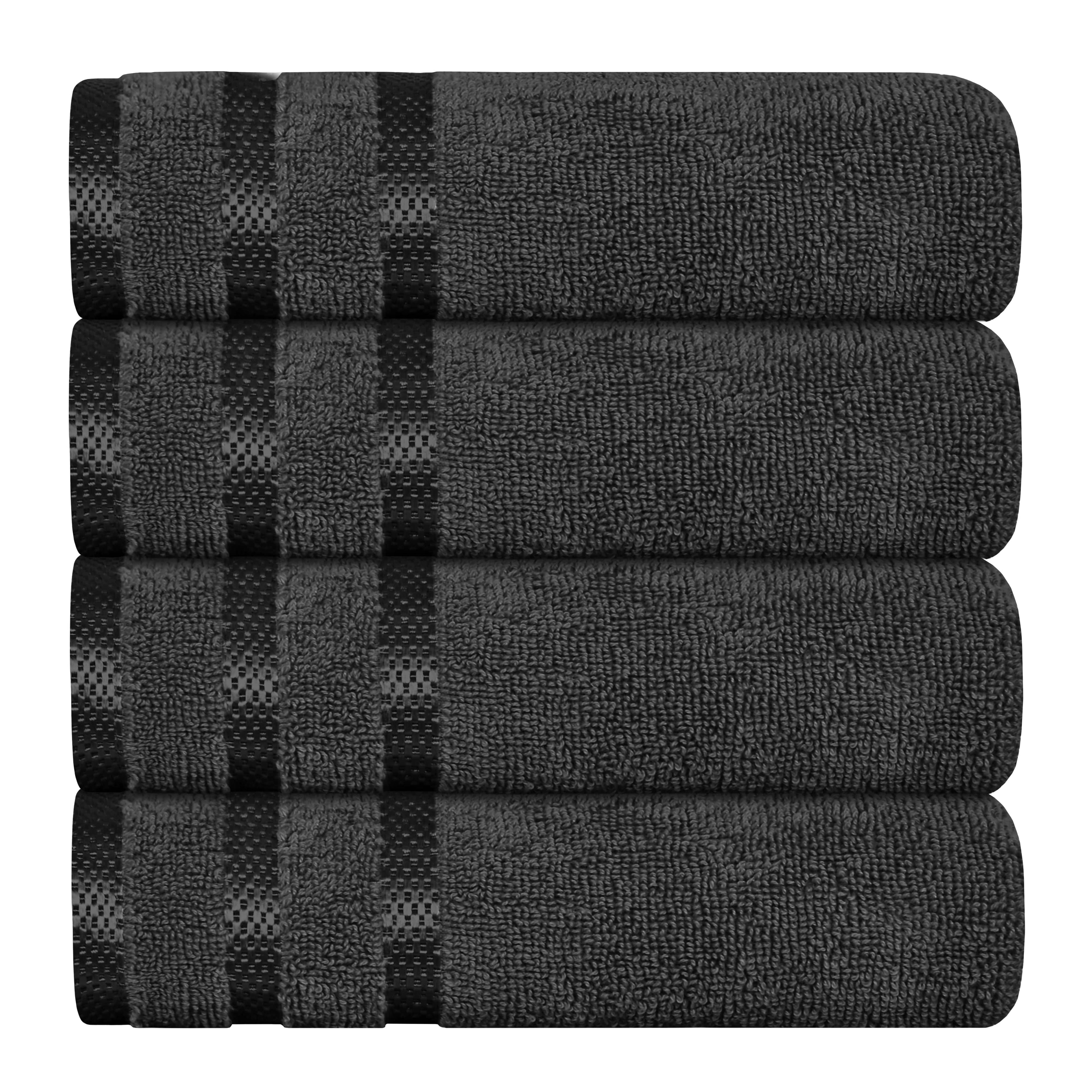Belmont Viscose Stripe Grey Towels 100% Cotton Hotel Quality Super Absorbent 10 Piece Bale Set, 4 Hand Towel & 12 Face Cloths by OLIVIA ROCCO