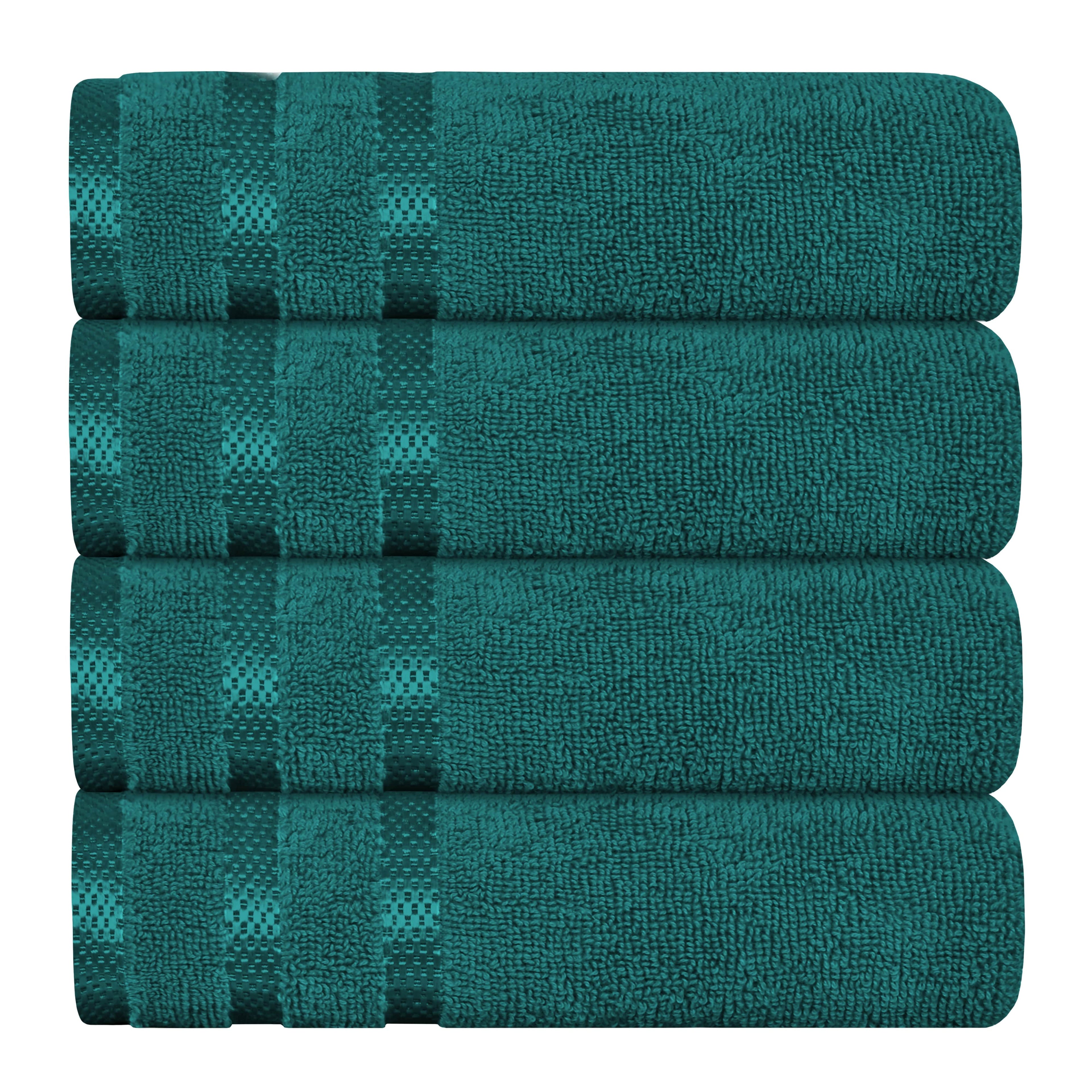 Belmont Viscose Stripe Jade Green Towels 100% Cotton Hotel Quality Super Absorbent 10 Piece Bale Set, 4 Hand Towel & 12 Face Cloths by OLIVIA ROCCO