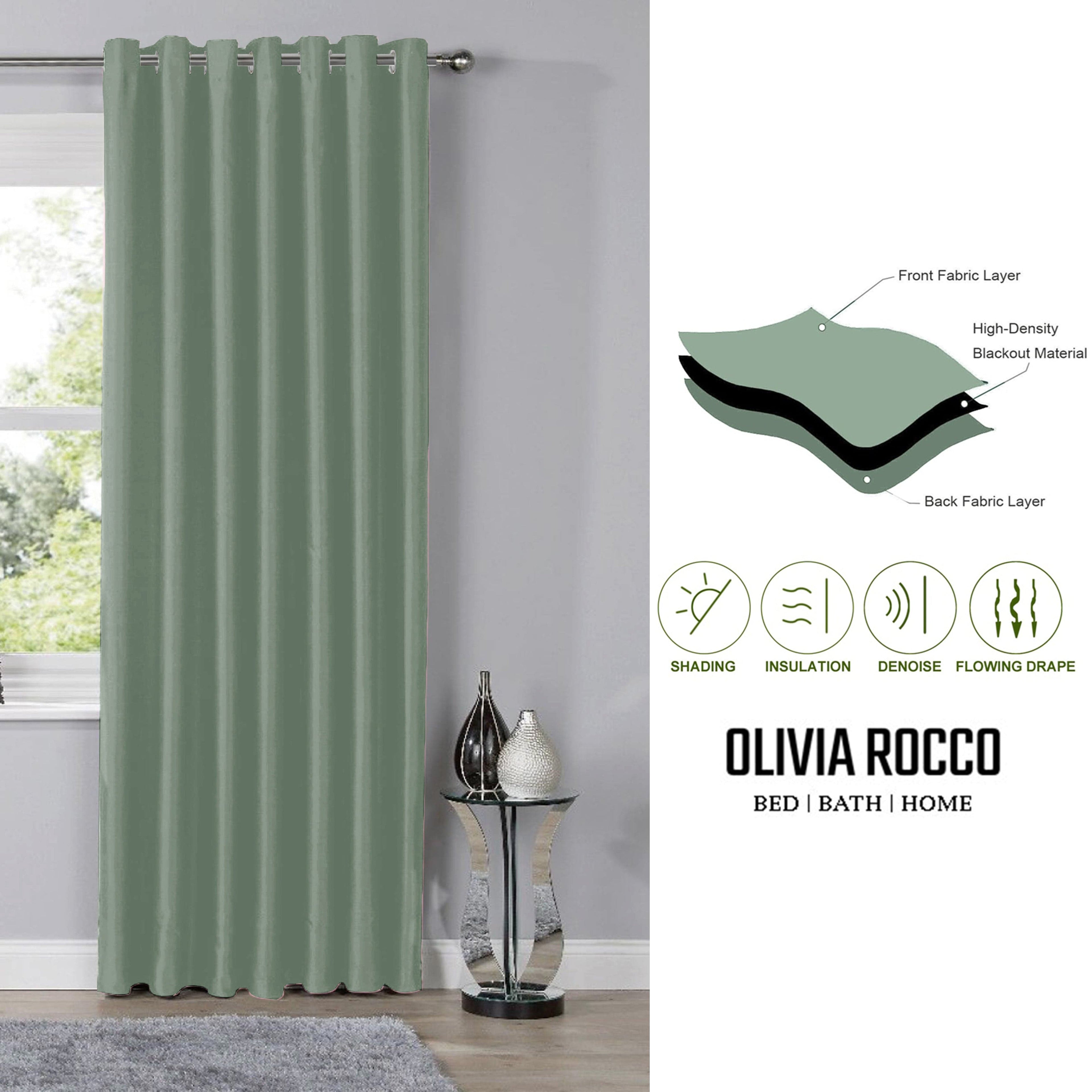 Blackout Sage Green Eyelet Curtains Thermal Ring Top Window Treatment for Living Room & Bedroom by OLIVIA ROCCO