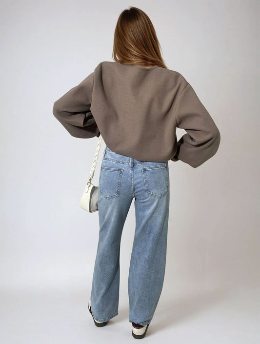 Asymmetric Waist Wide Leg Jeans